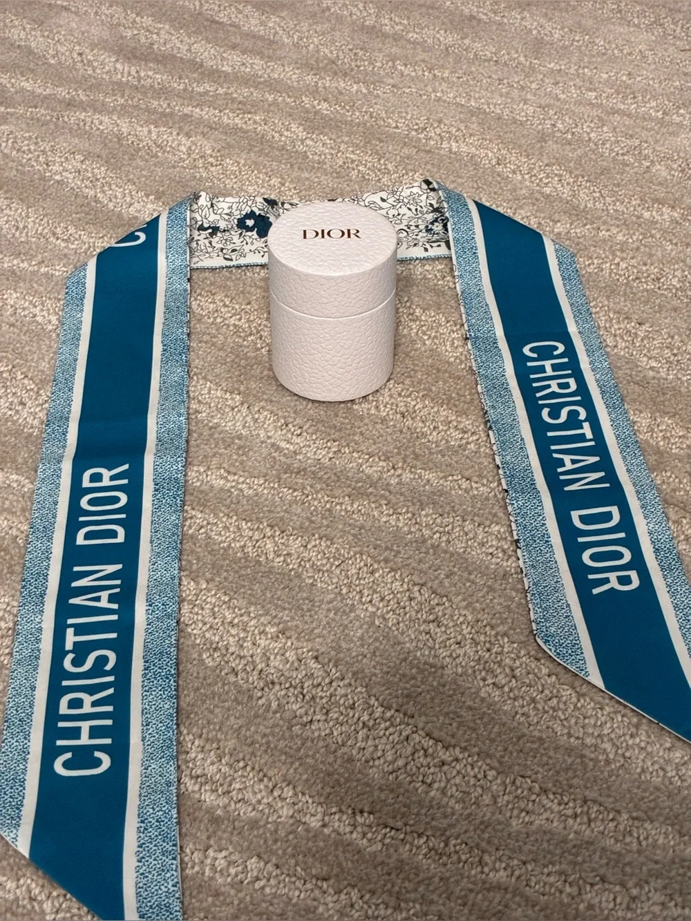 Dior Mitzah Silk Twilly Scarf Blue Toile de Jouy Hair Tie or Handle Wrap
